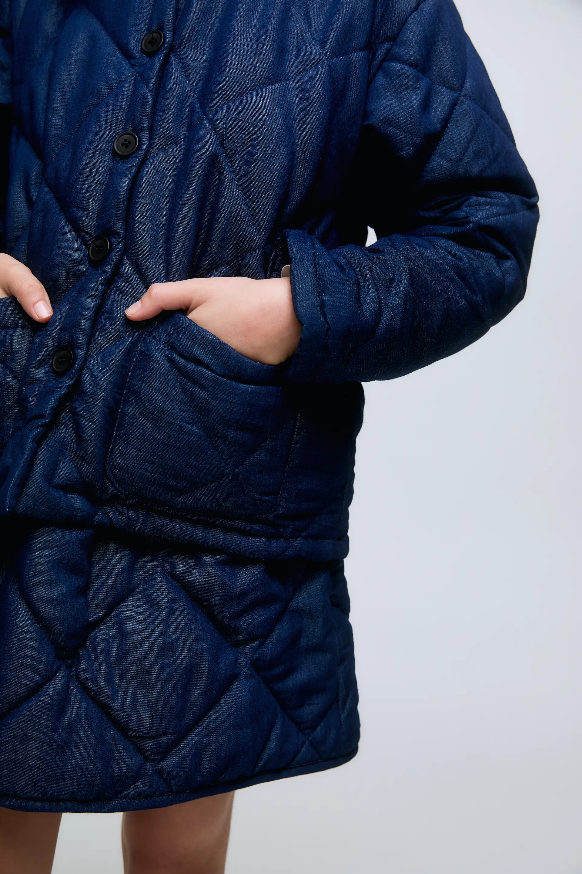 Chaqueta de niña acolchada denim azul - Image 3