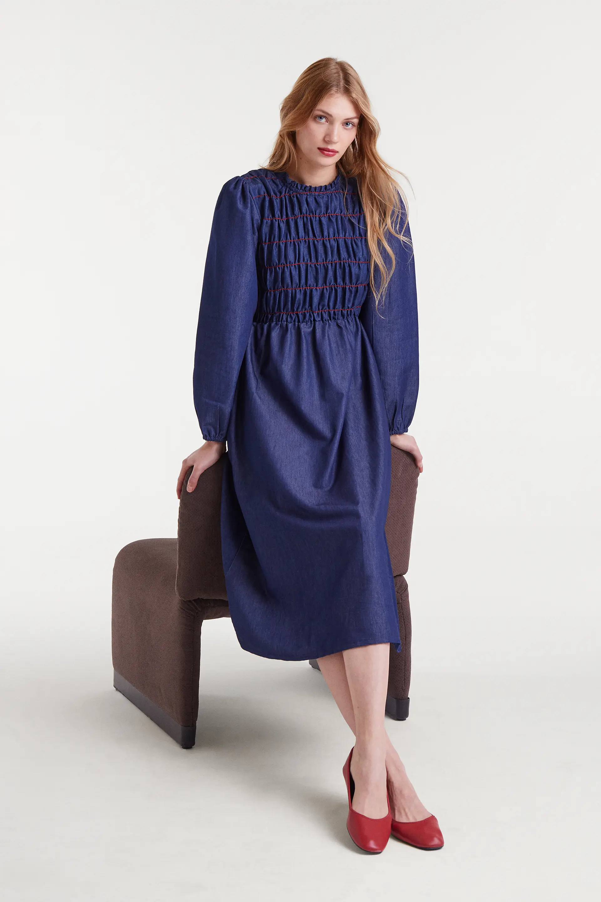 Vestido midi 100% algodón chambray azul - Image 5